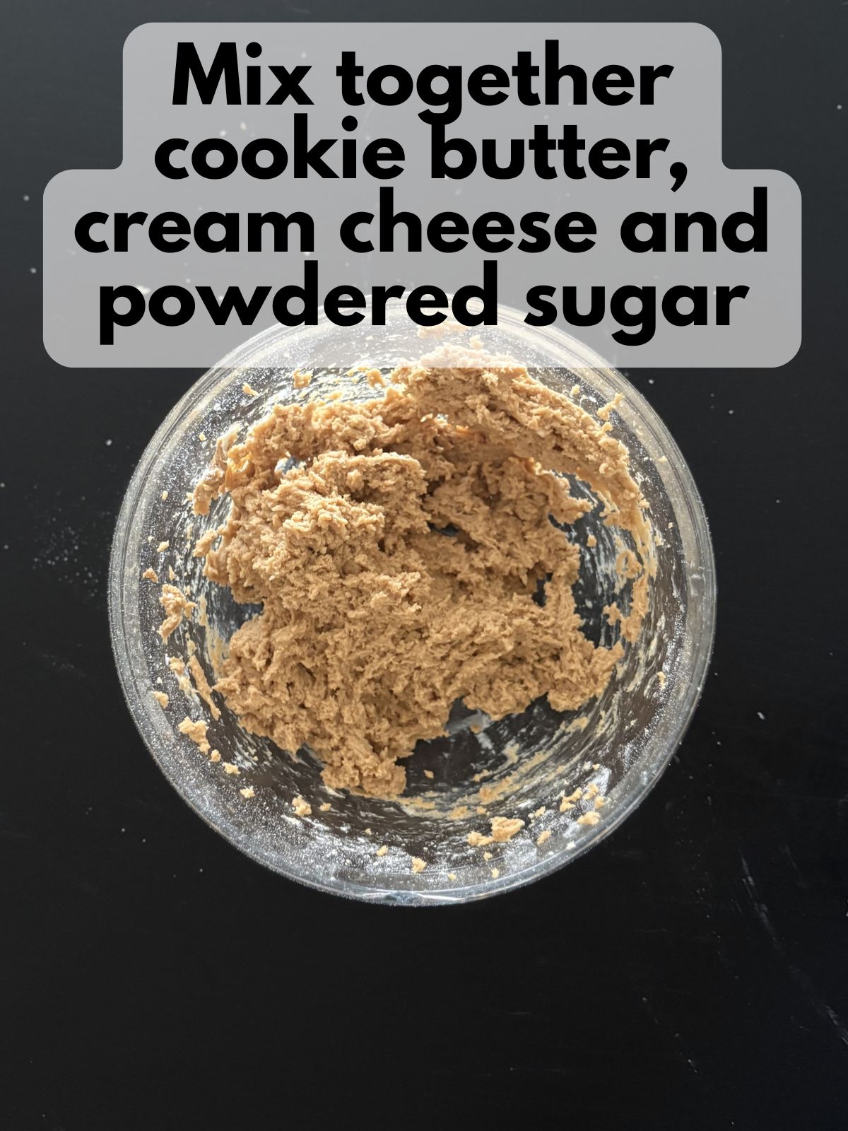 cookie butter mixed with cream cheese and powdered sugar