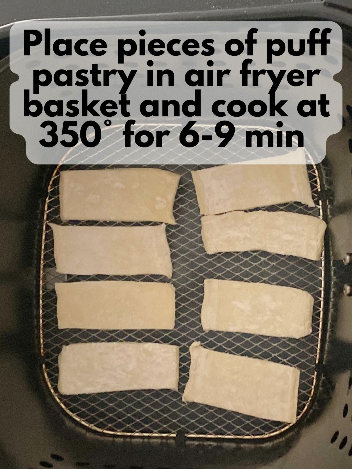 puff pastry in an air fryer basket