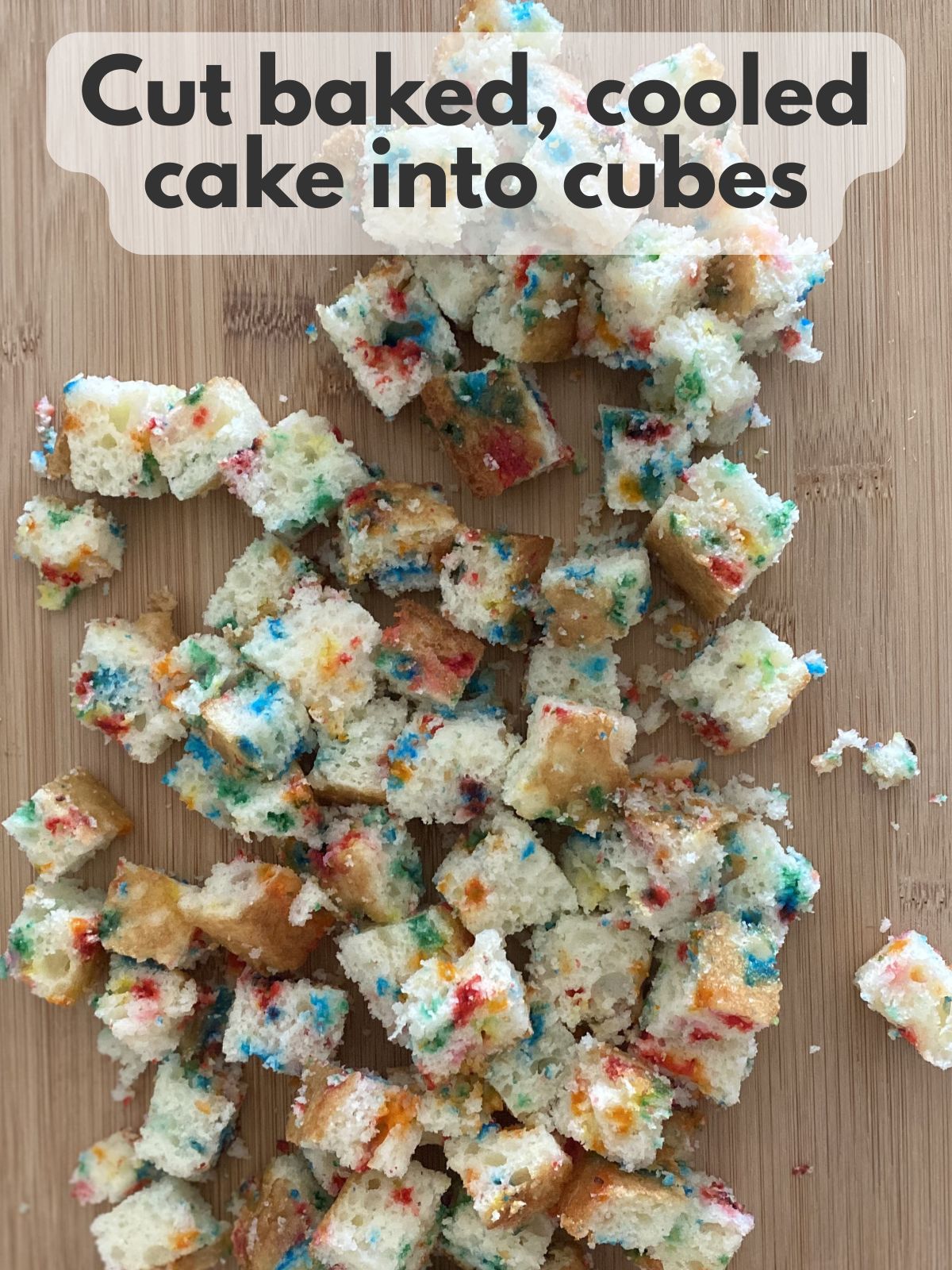 funfetti cake cut into cubes