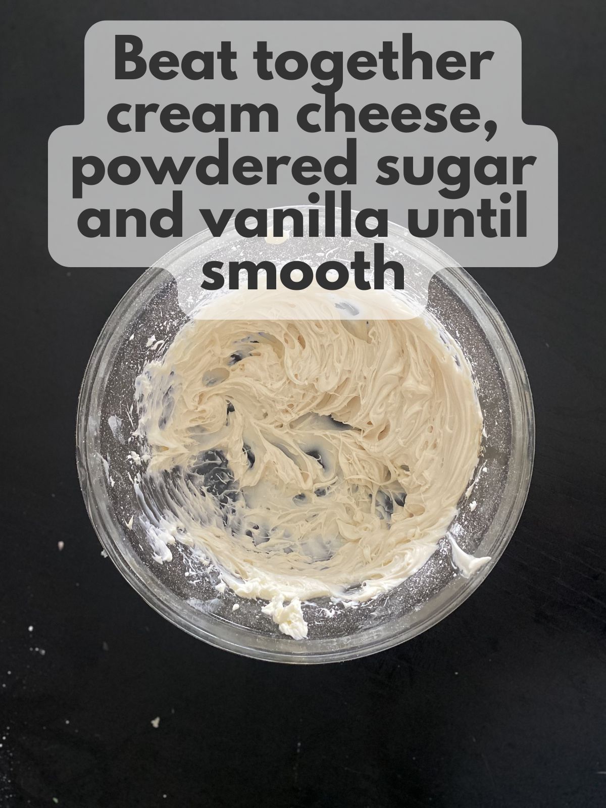 cream cheese beat with powdered sugar and vanilla