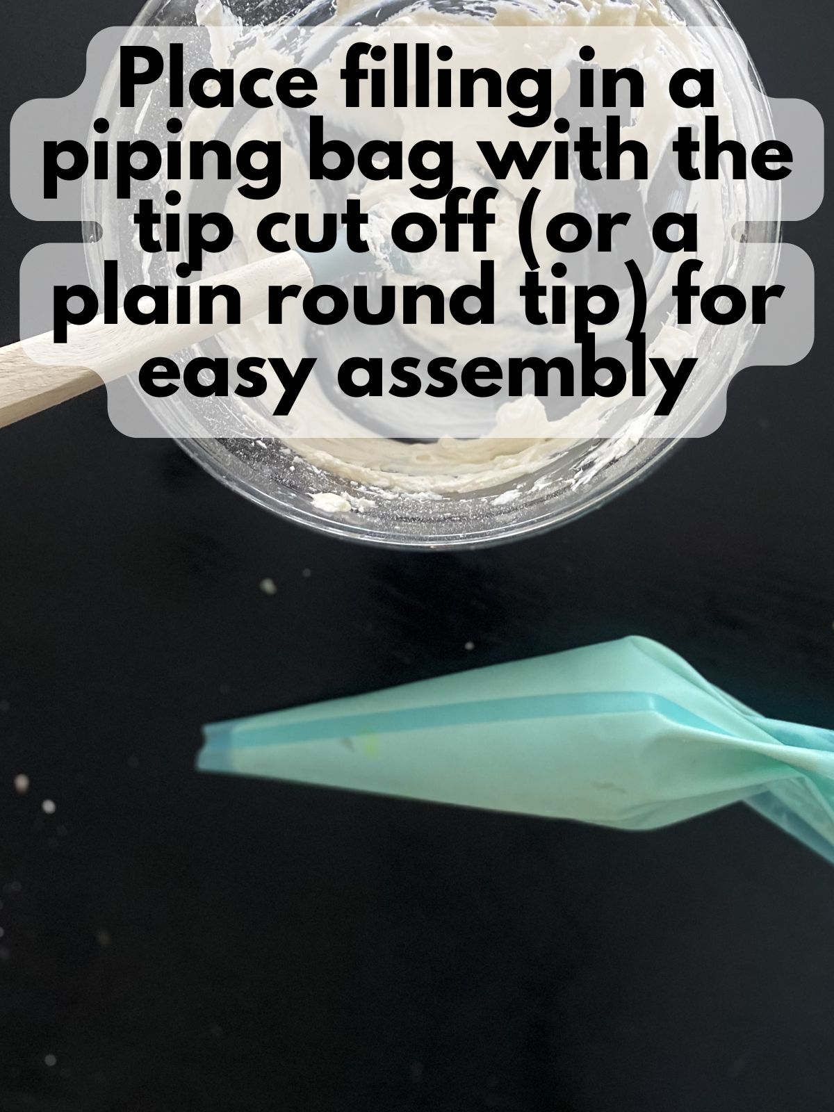 cheesecake filling in a piping bag