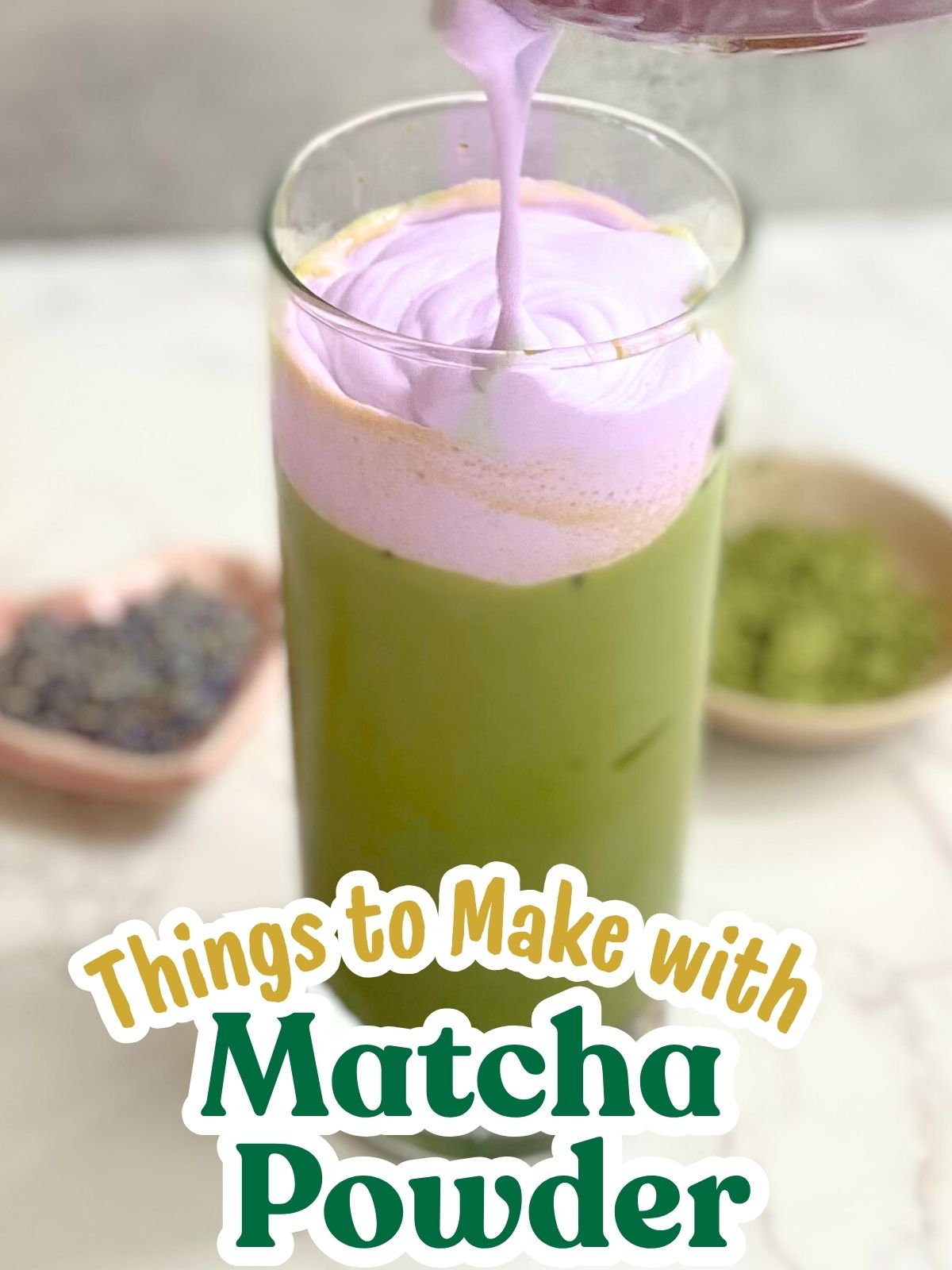 iced matcha latte with lavender cold foam