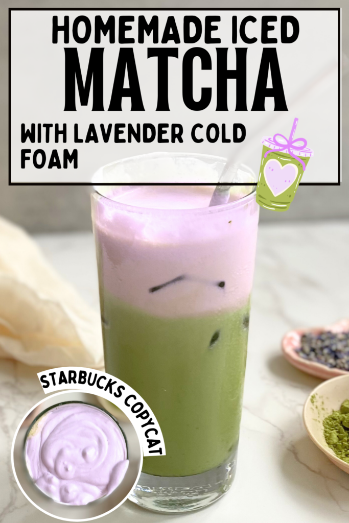 iced matcha latte lavender cold foam Pin