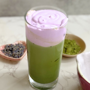 iced matcha latte with lavender cold foam