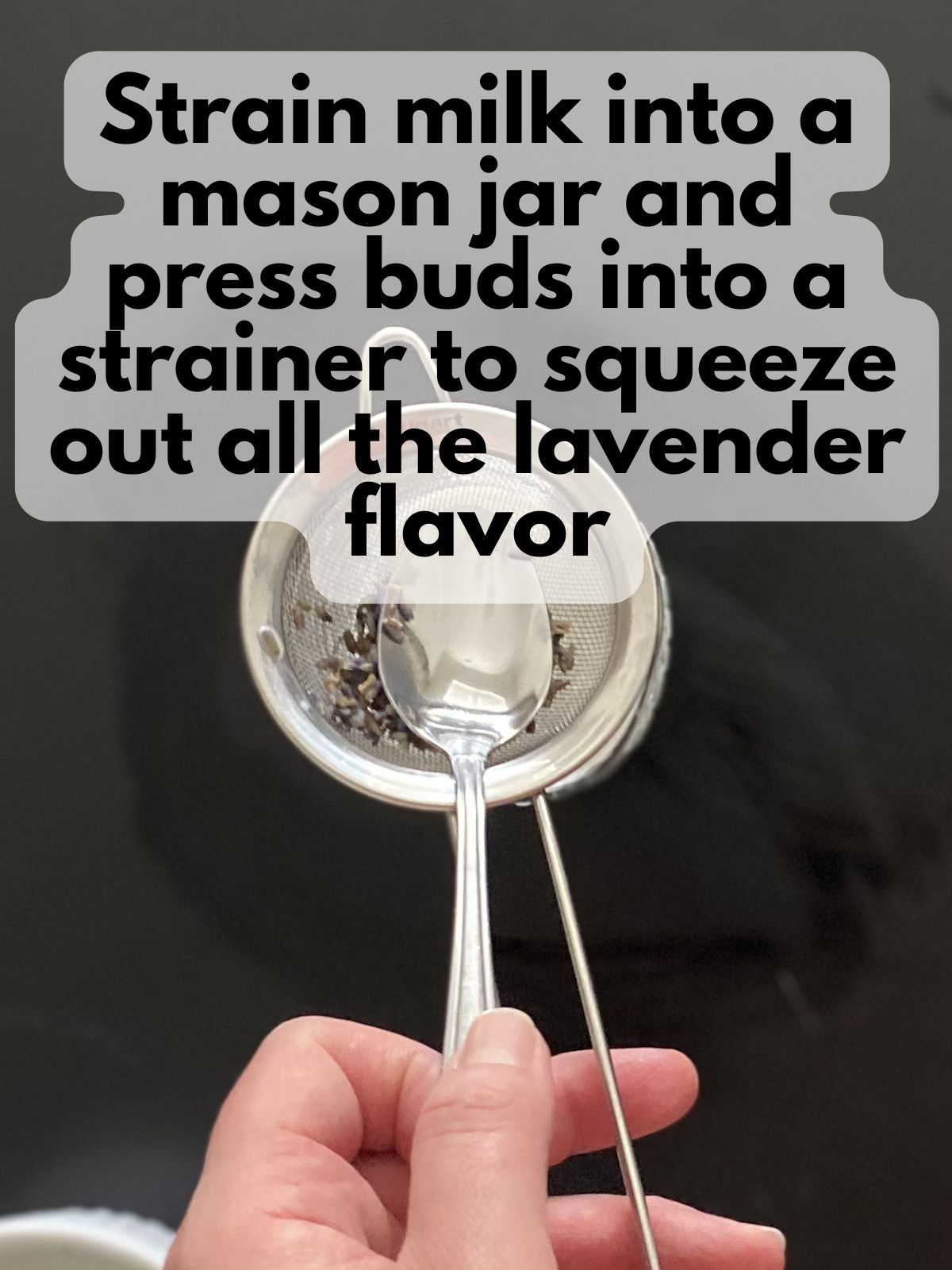 lavender buds in a strainer