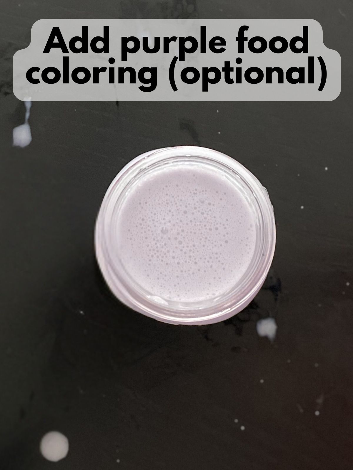 purple food coloring mixed into lavender cold foam base