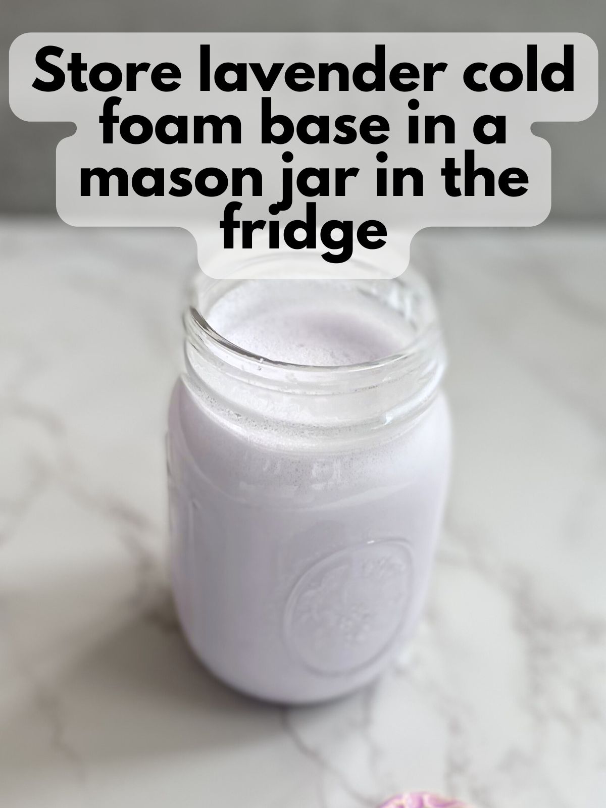 lavender cold foam base in a mason jar