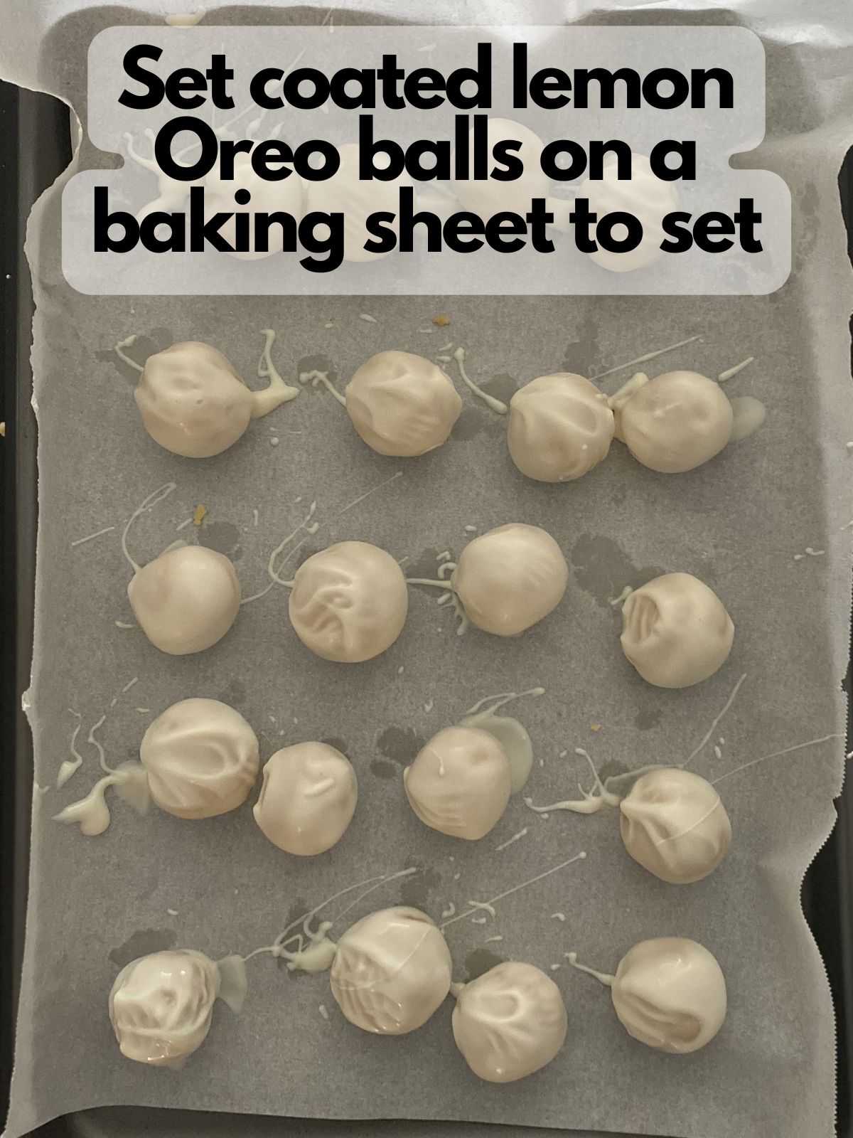 lemon Oreo balls coated in melted white chocolate