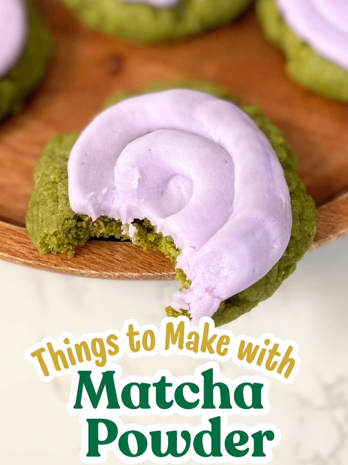 matcha sugar cookies with lavender frosting