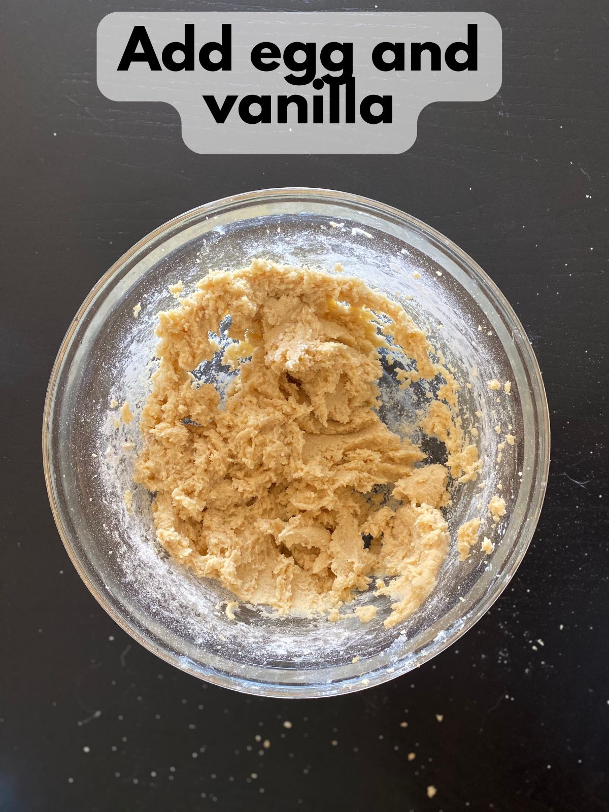 egg and vanilla mixed with with butter, sugar and brown sugar