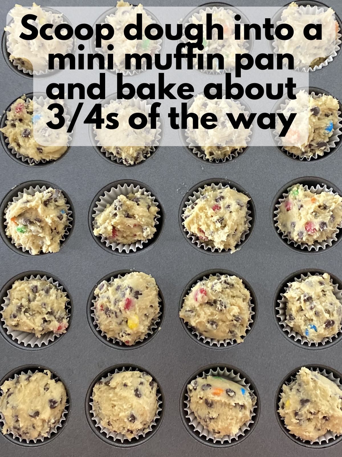 dough in lined mini muffin tin