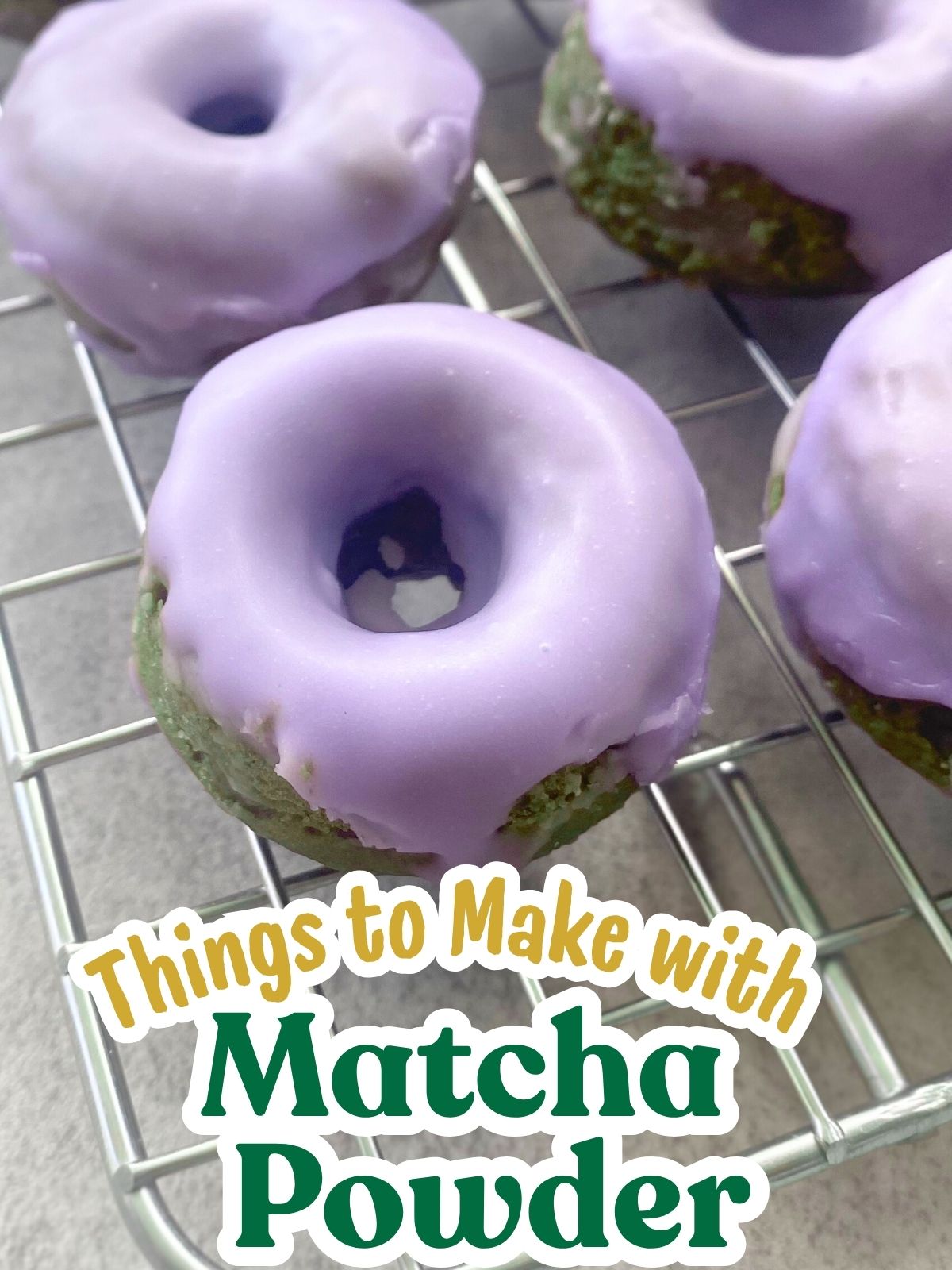 mini matcha donuts with lavender glaze