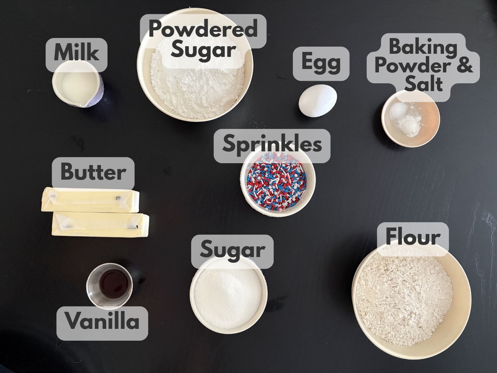 4th of July cookie bars ingredients