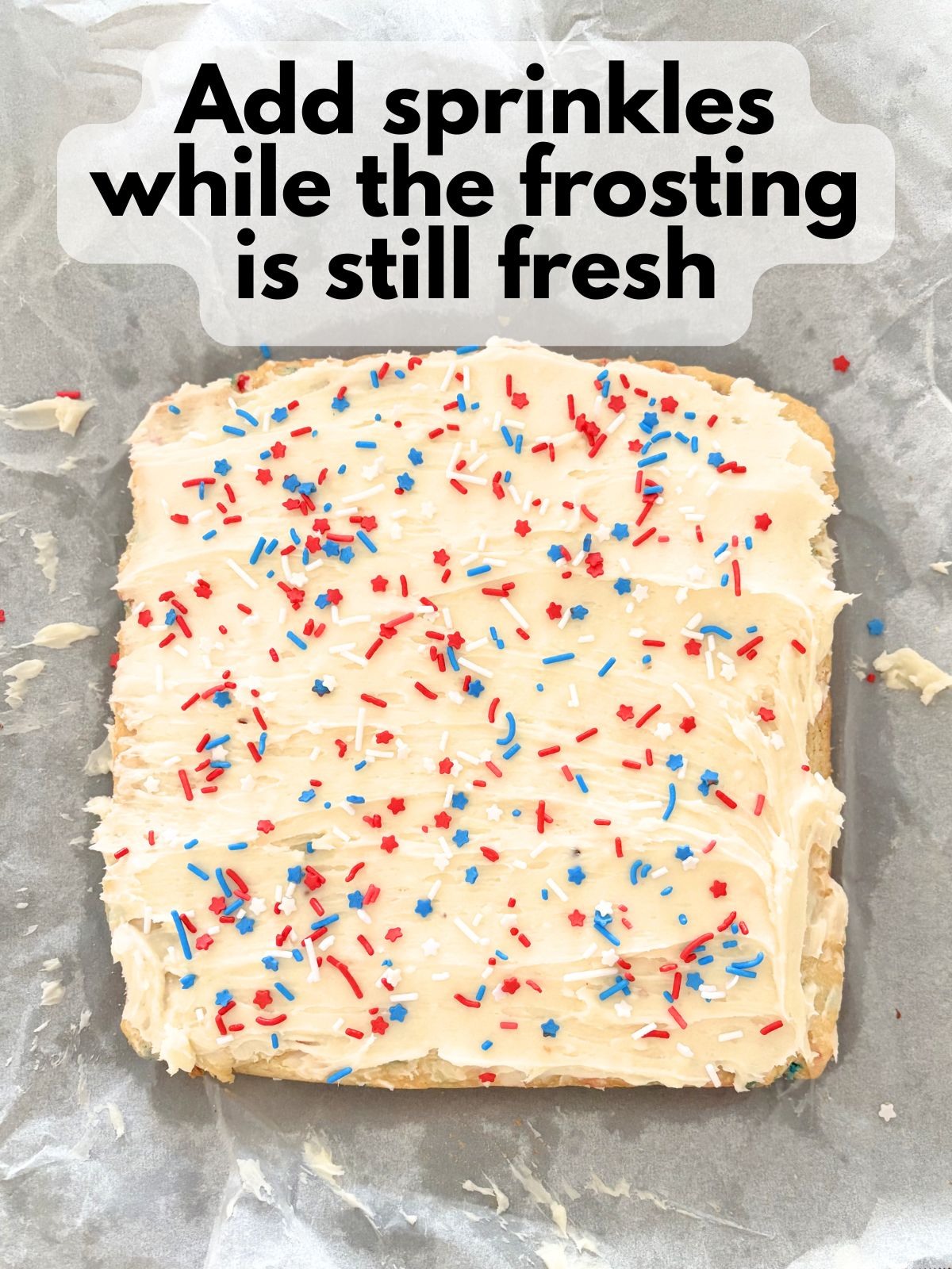 sprinkles added on top of vanilla buttercream