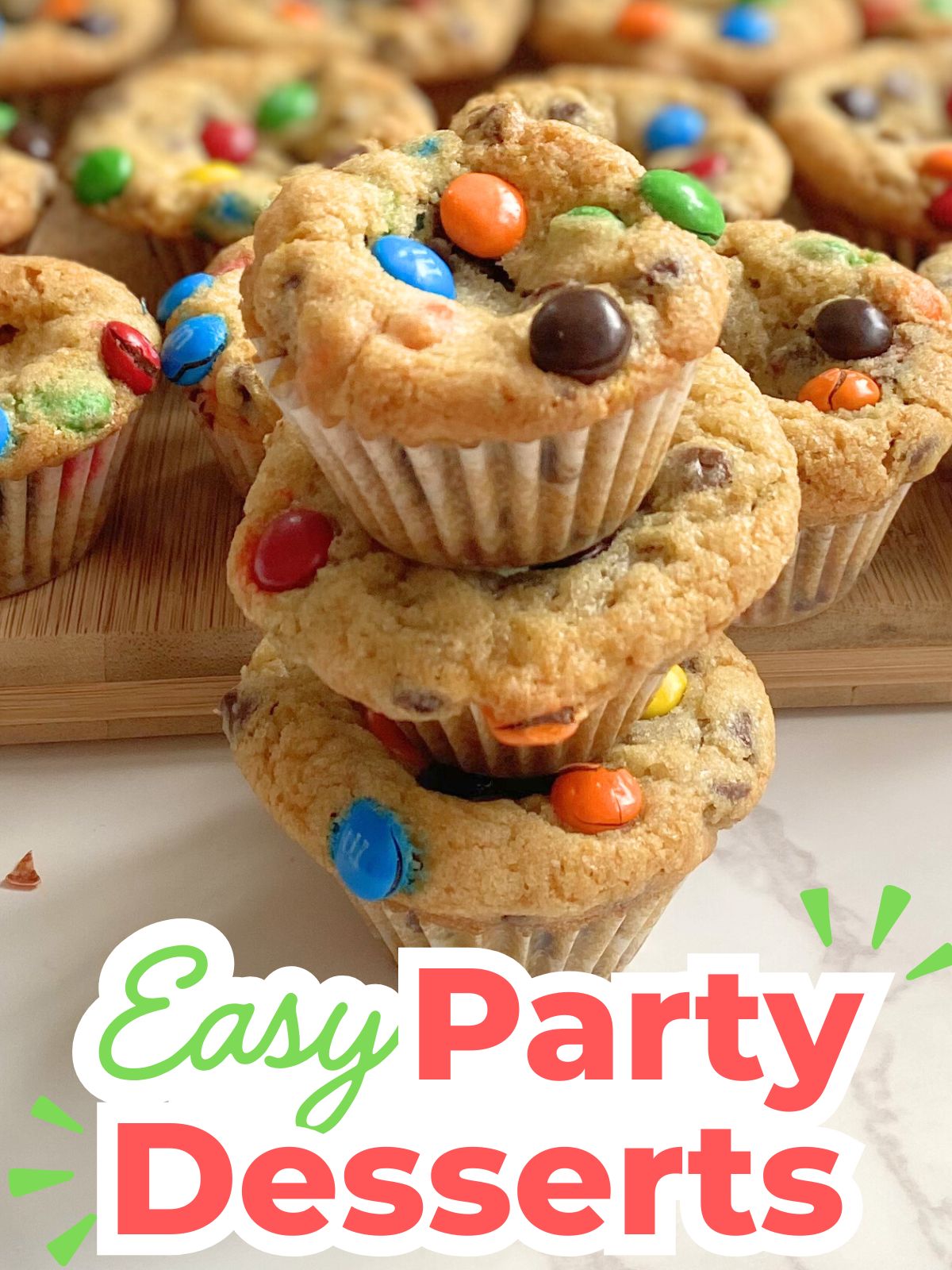 mini M&M cookie cupcakes