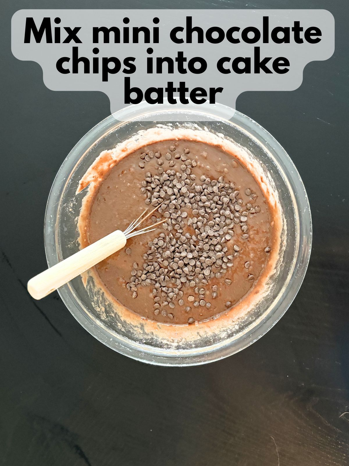 chocolate chips mixed in with chocolate cake batter