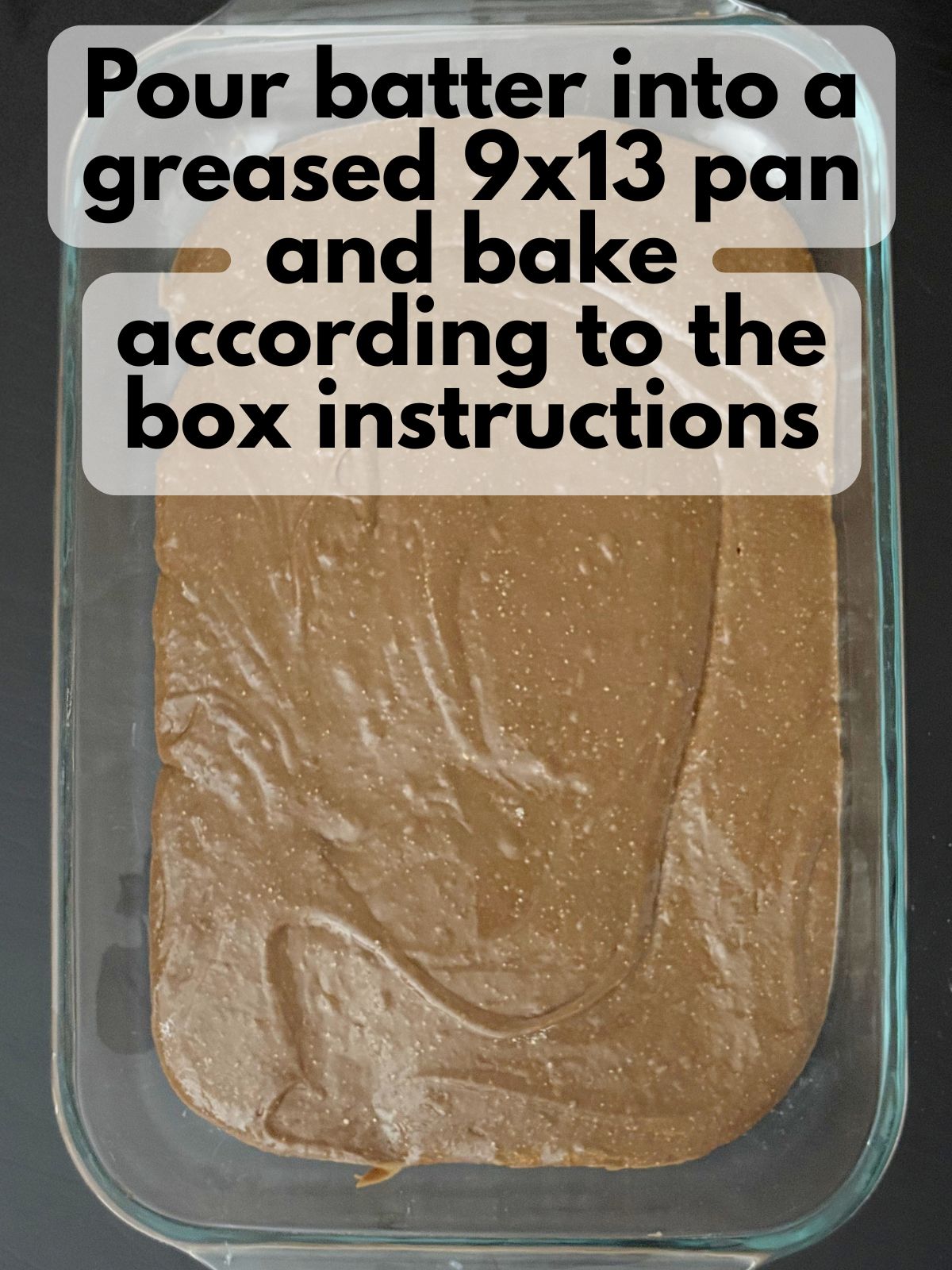 chocolate cake batter in a 9x13 pan
