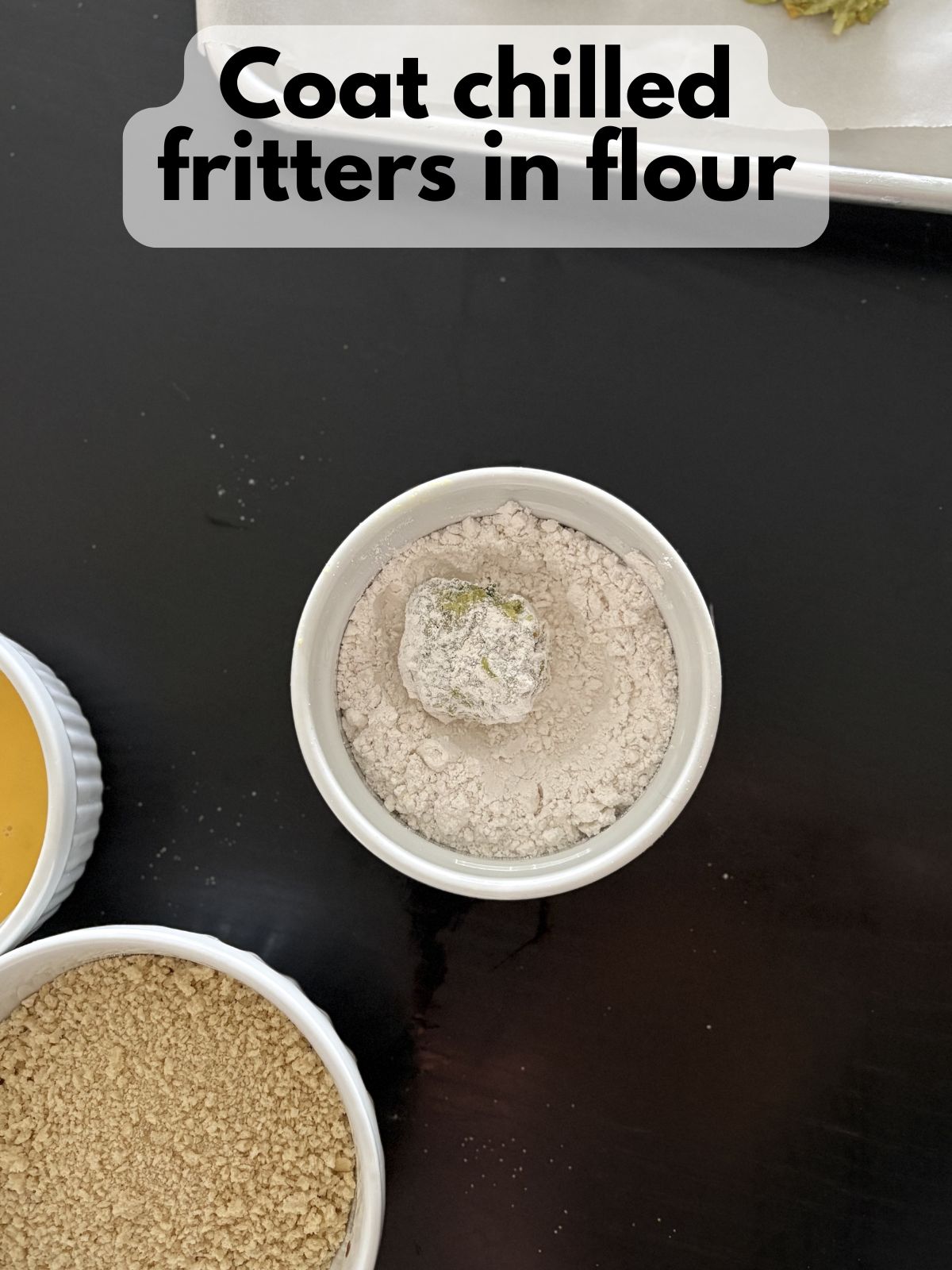 avocado and cheese fritter rolled in flour