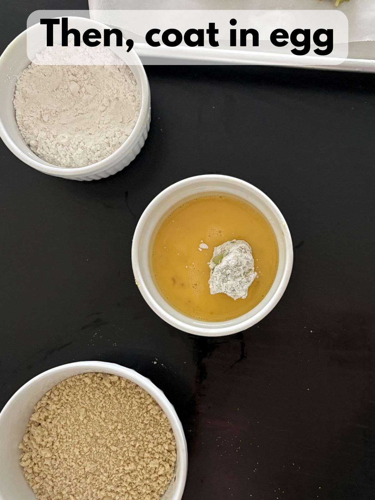 avocado and cheese fritter rolled in egg