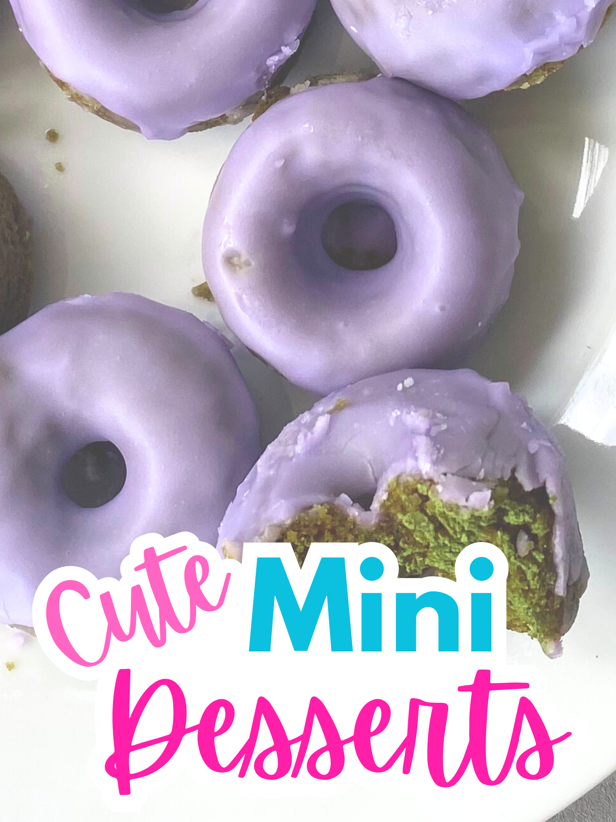 mini matcha donuts with lavender glaze