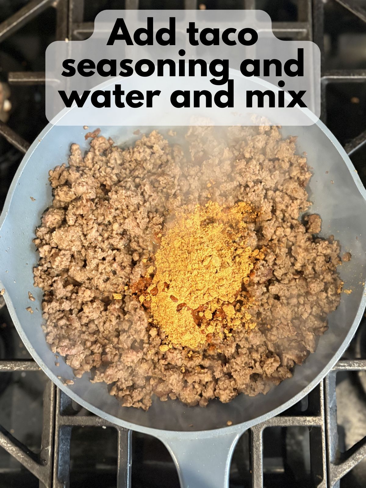 taco seasoning added to browned beef