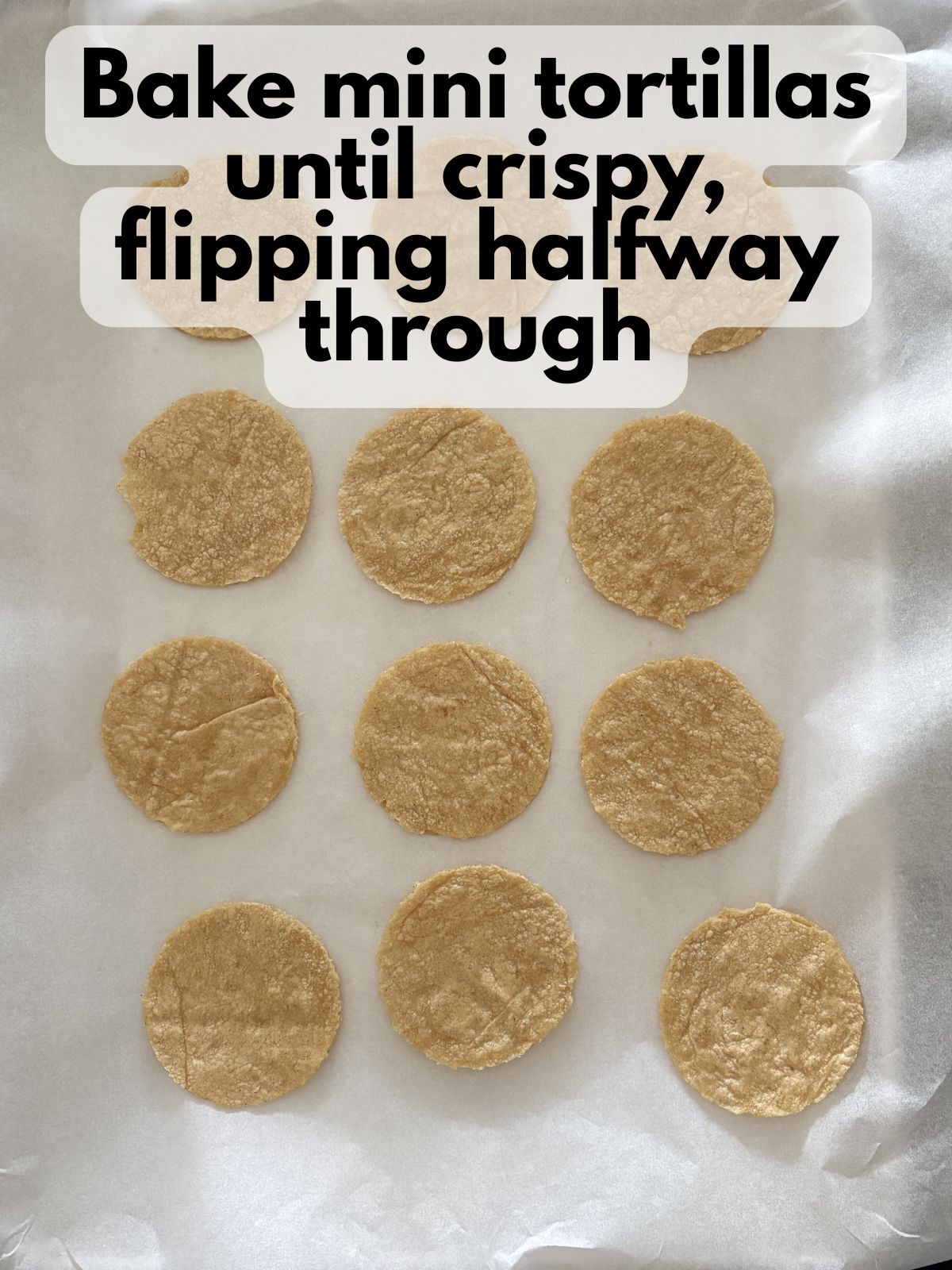 mini tortillas on a baking sheet