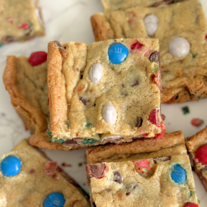 4th of July Peanut Butter M&M Cookie Bars