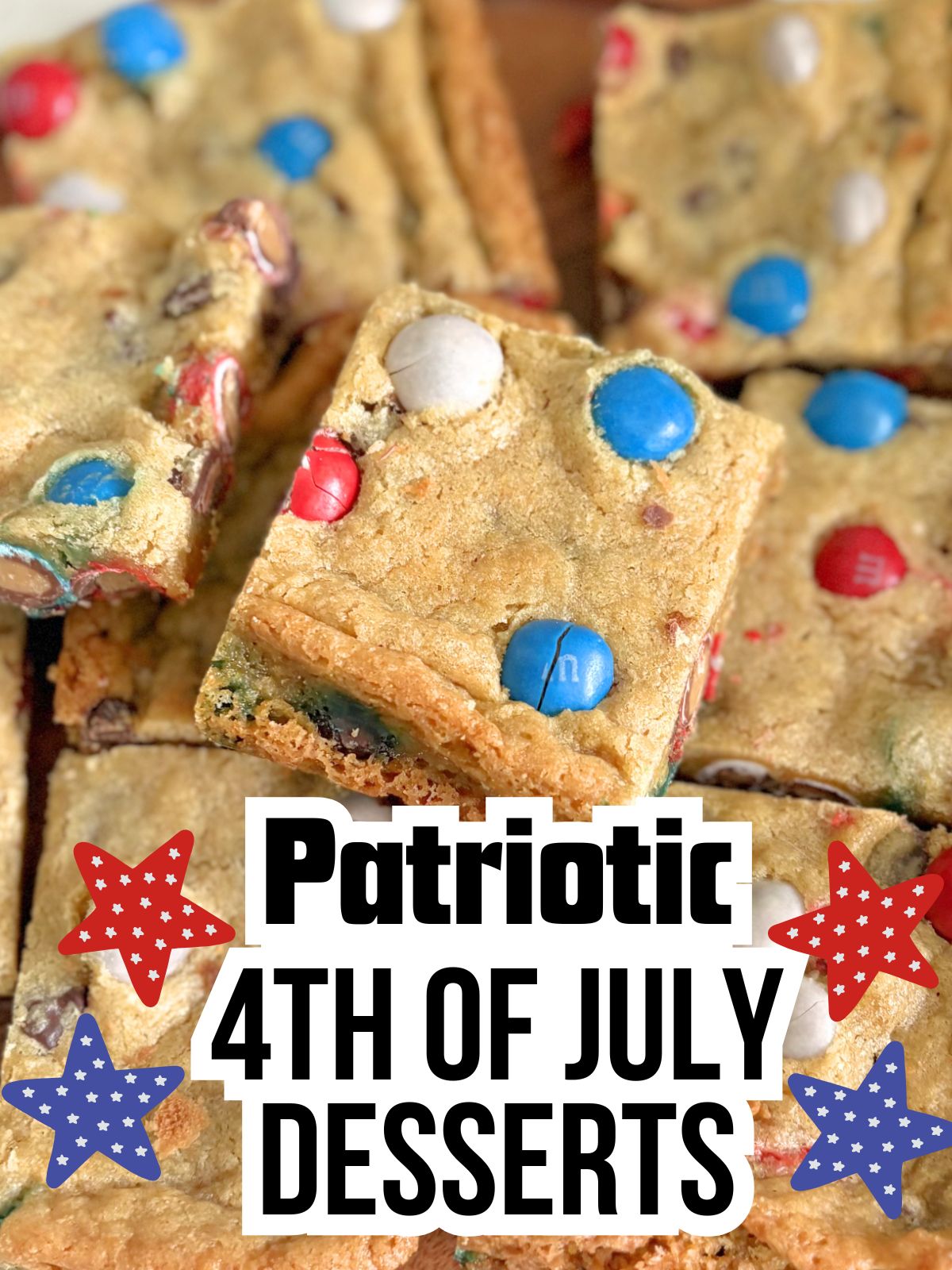 4th of July peanut butter M&M cookie. bars
