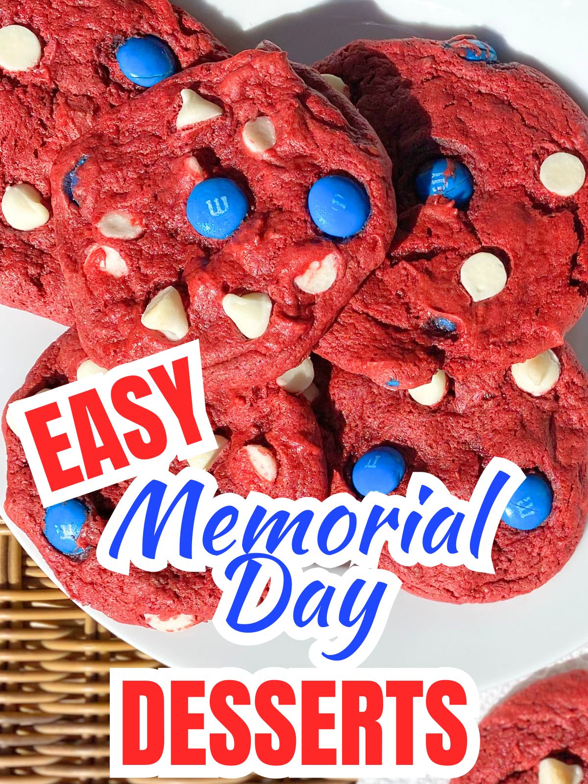 4th of July red velvet cake mix cookies