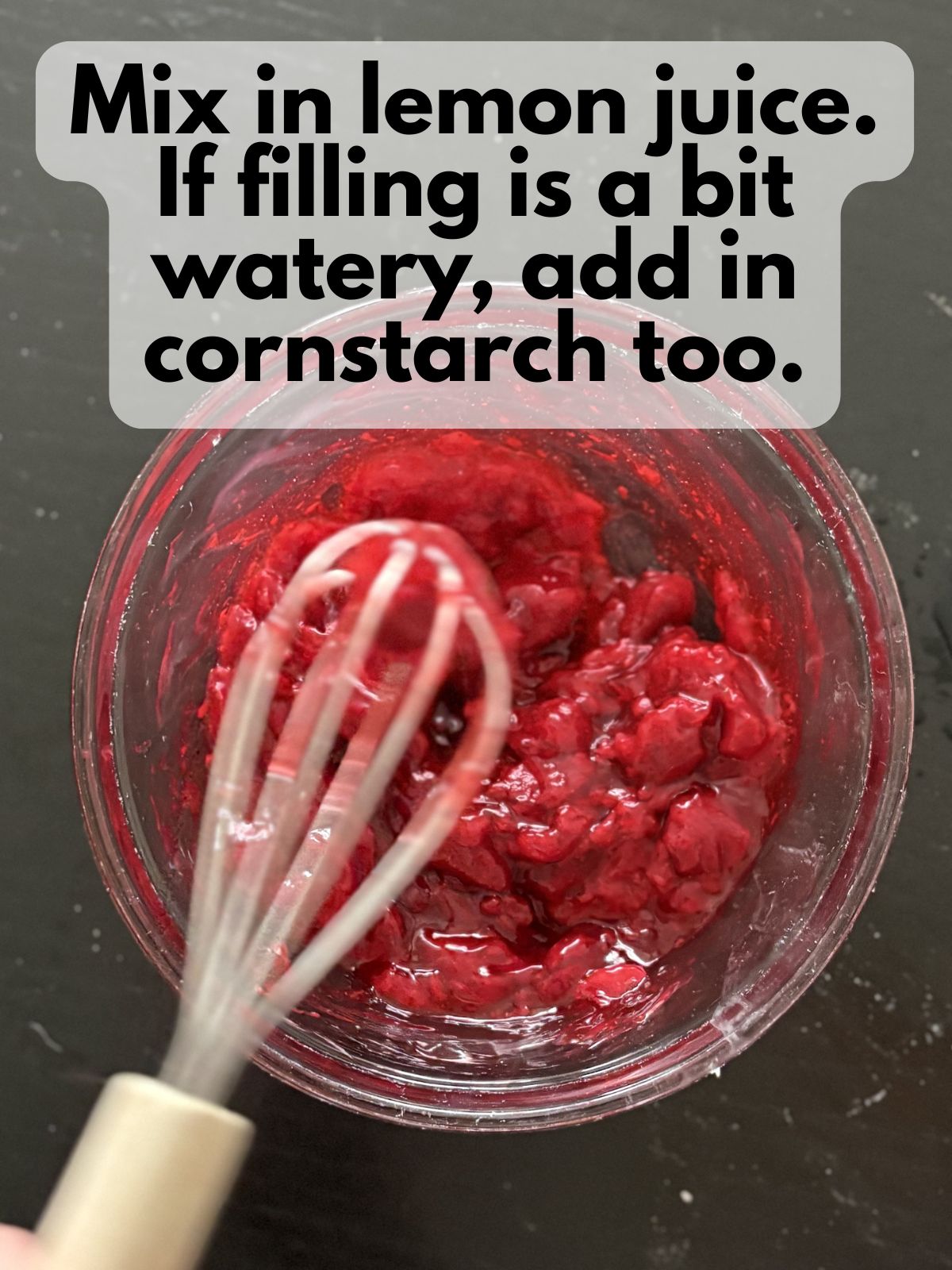 strawberry pie filling mixed with lemon juice and cornstarch
