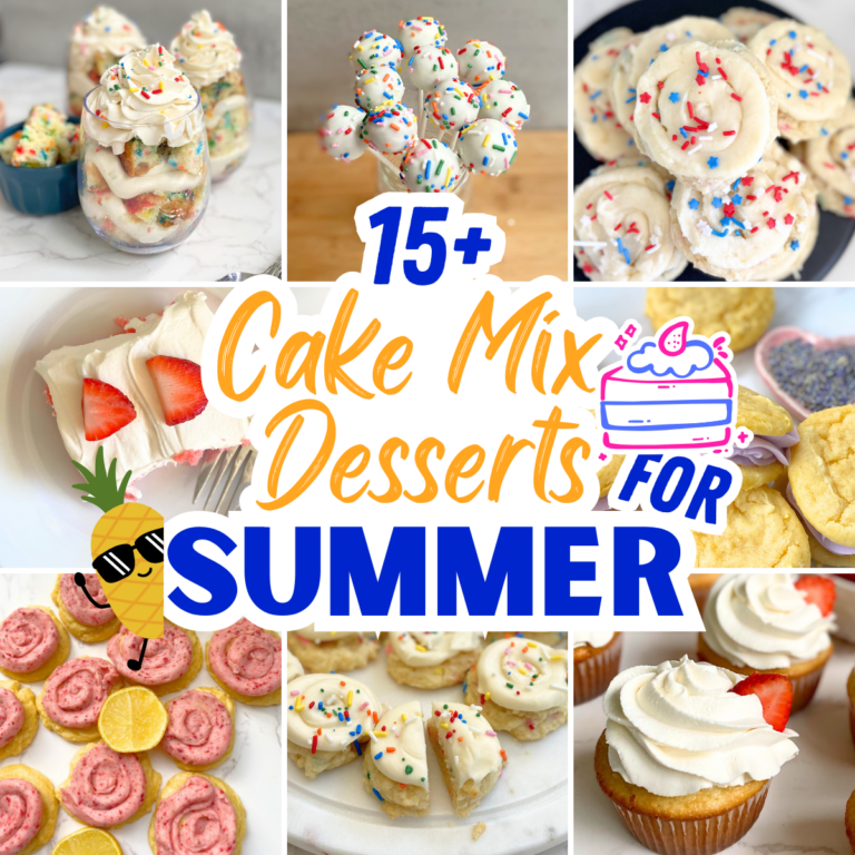 15+ easy cake mix desserts for summer, including cookies, cupcakes, cake pops, parfaits, poke cake, and more easy desserts with few ingredients.