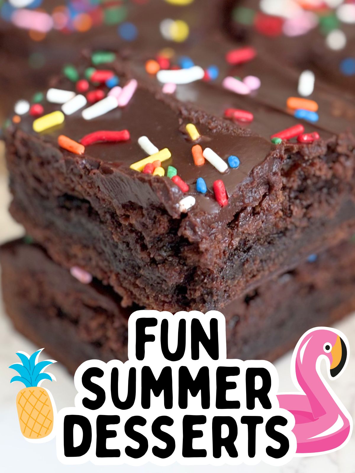 brownies with ganache and sprinkles
