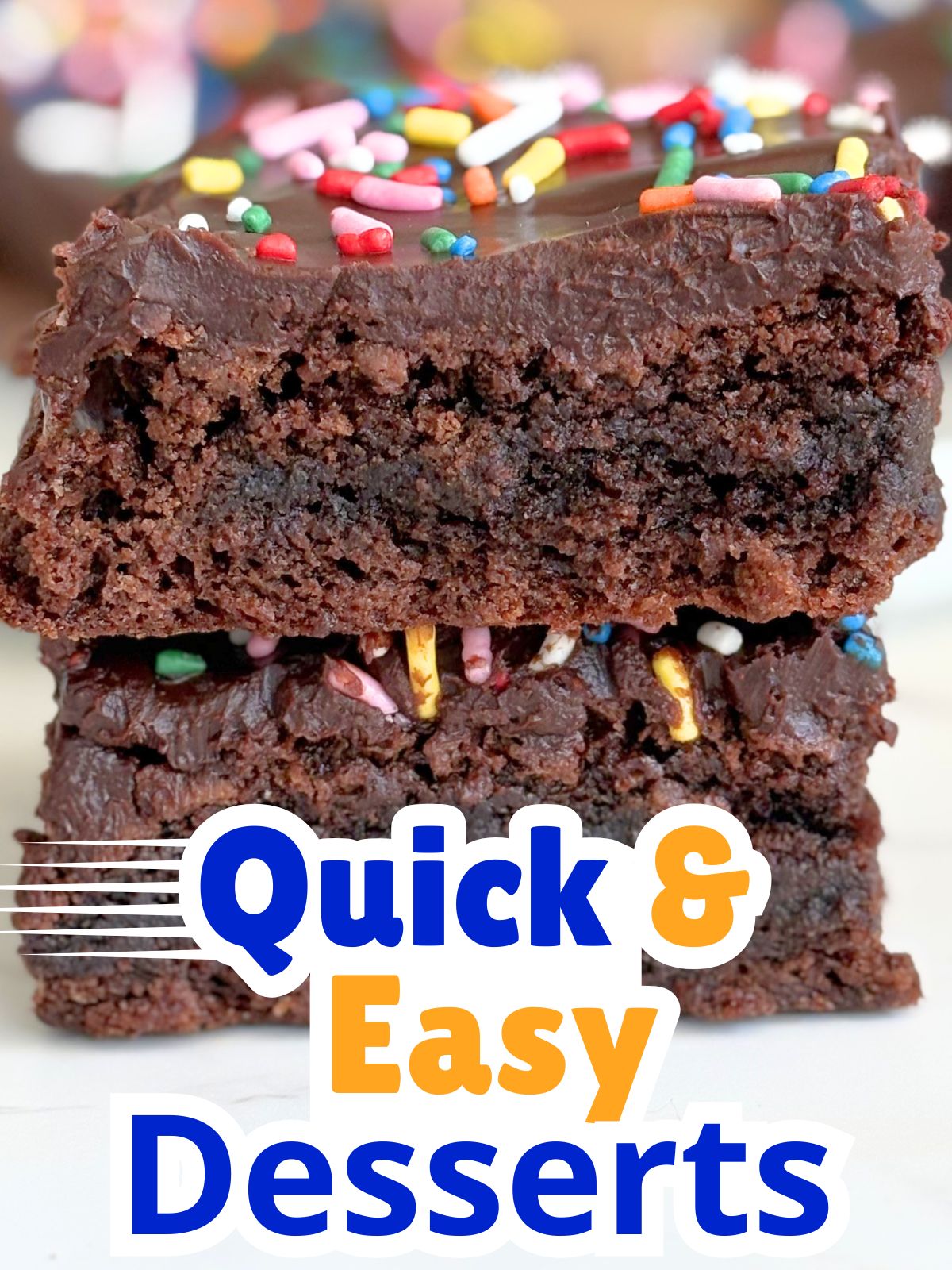 brownies with ganache and sprinkles