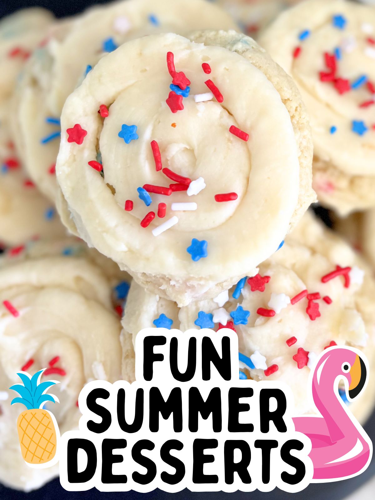 frosted 4th of july cake mix cookies