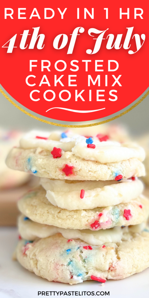 4th of July frosted Cake Mix Cookies