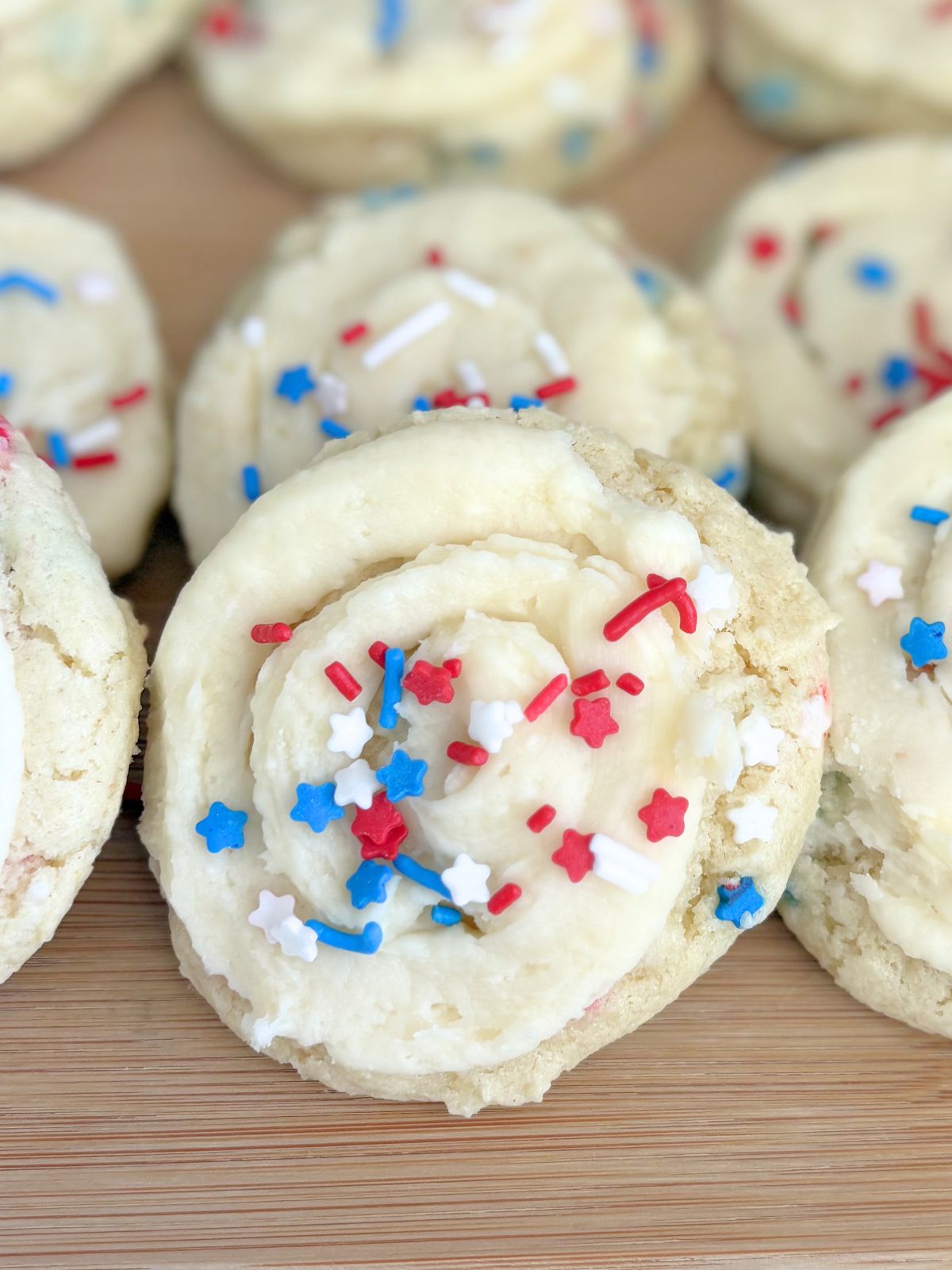 4th of July frosted cake mix cookies