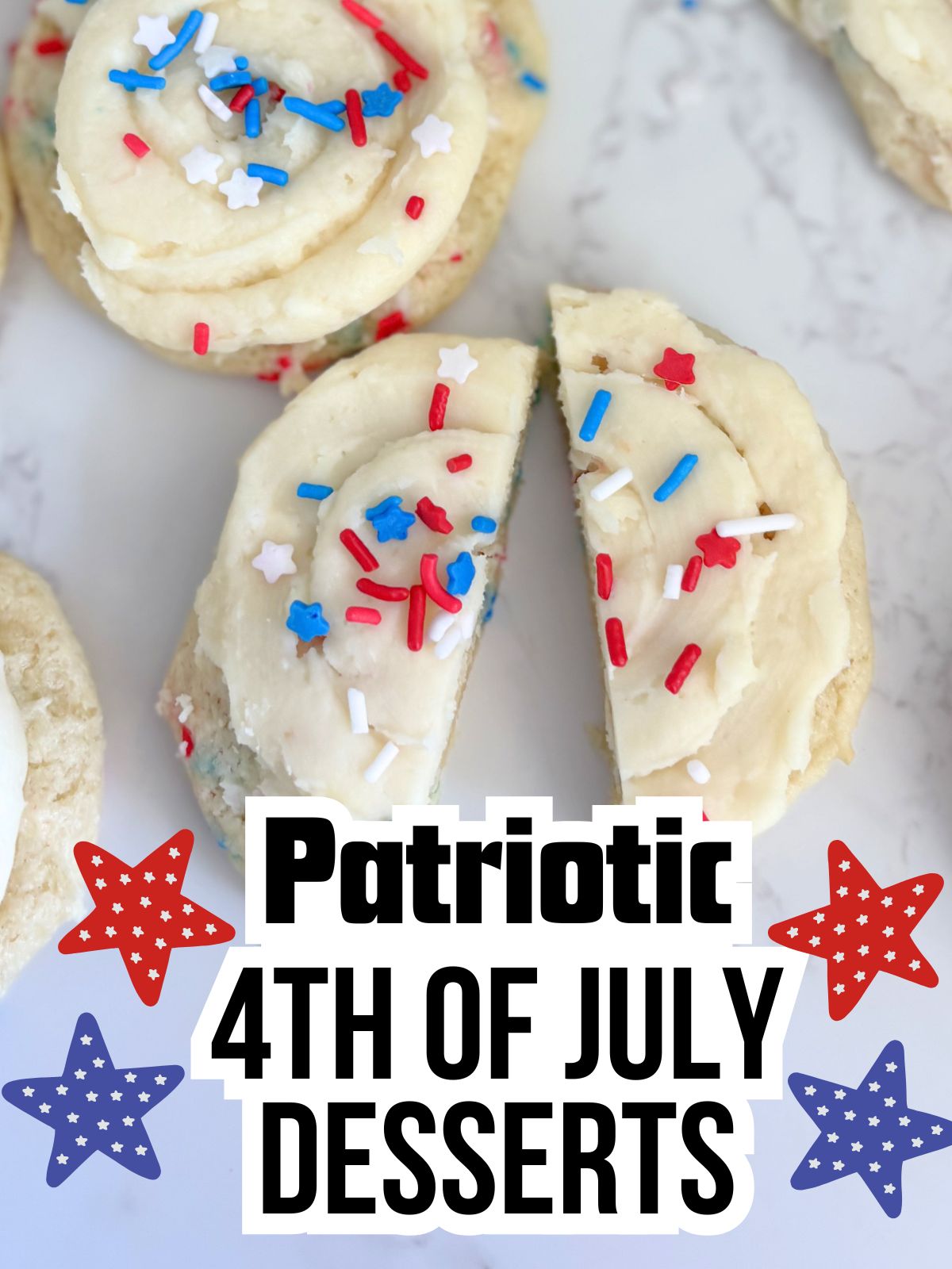 frosted 4th of july cake mix cookies