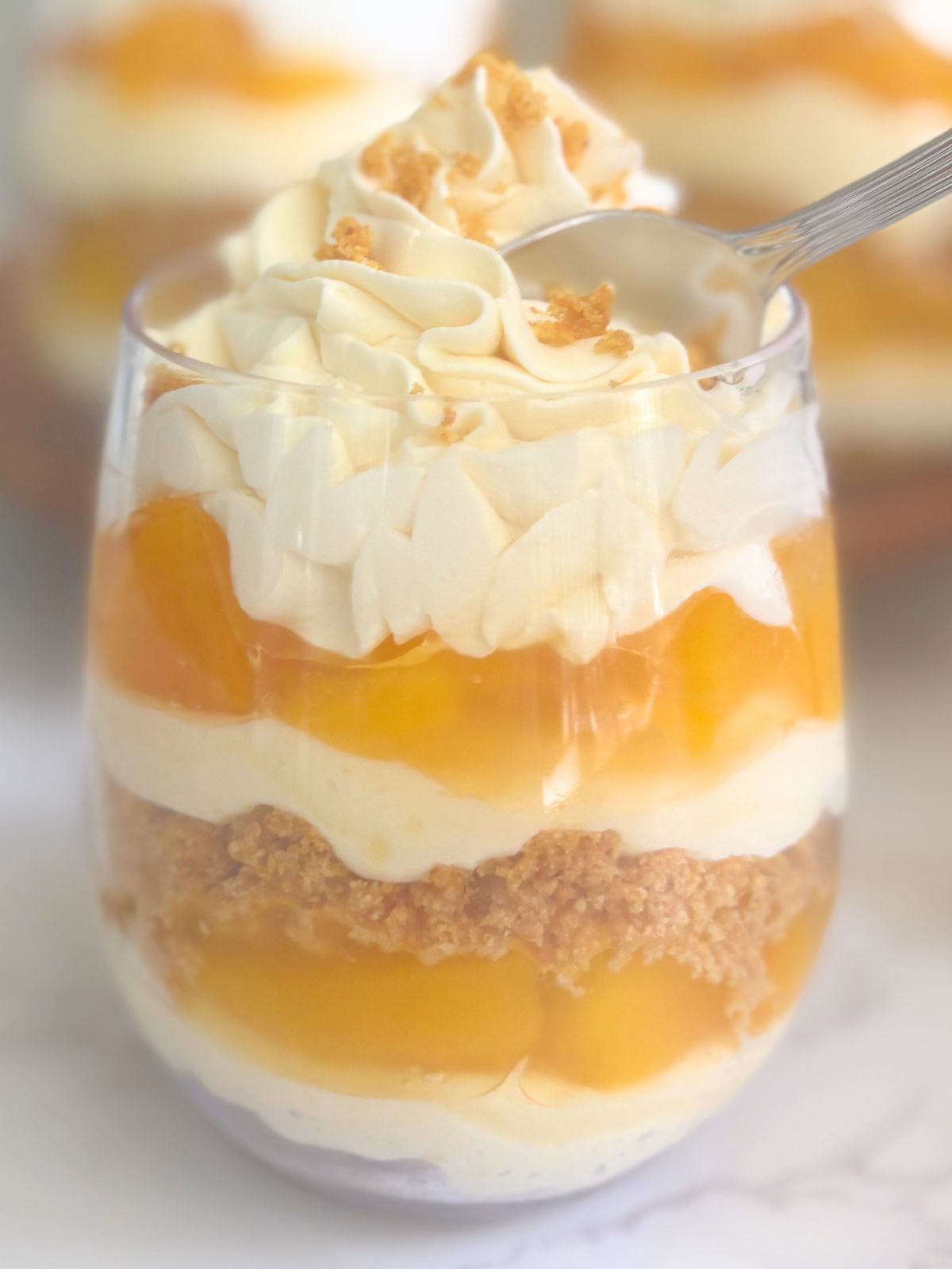 peach pie cheesecake cup