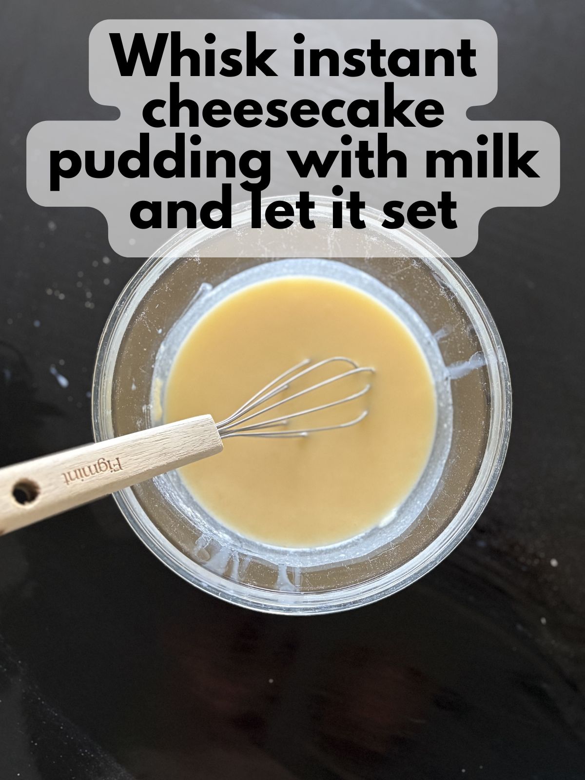 cheesecake pudding mixed with milk