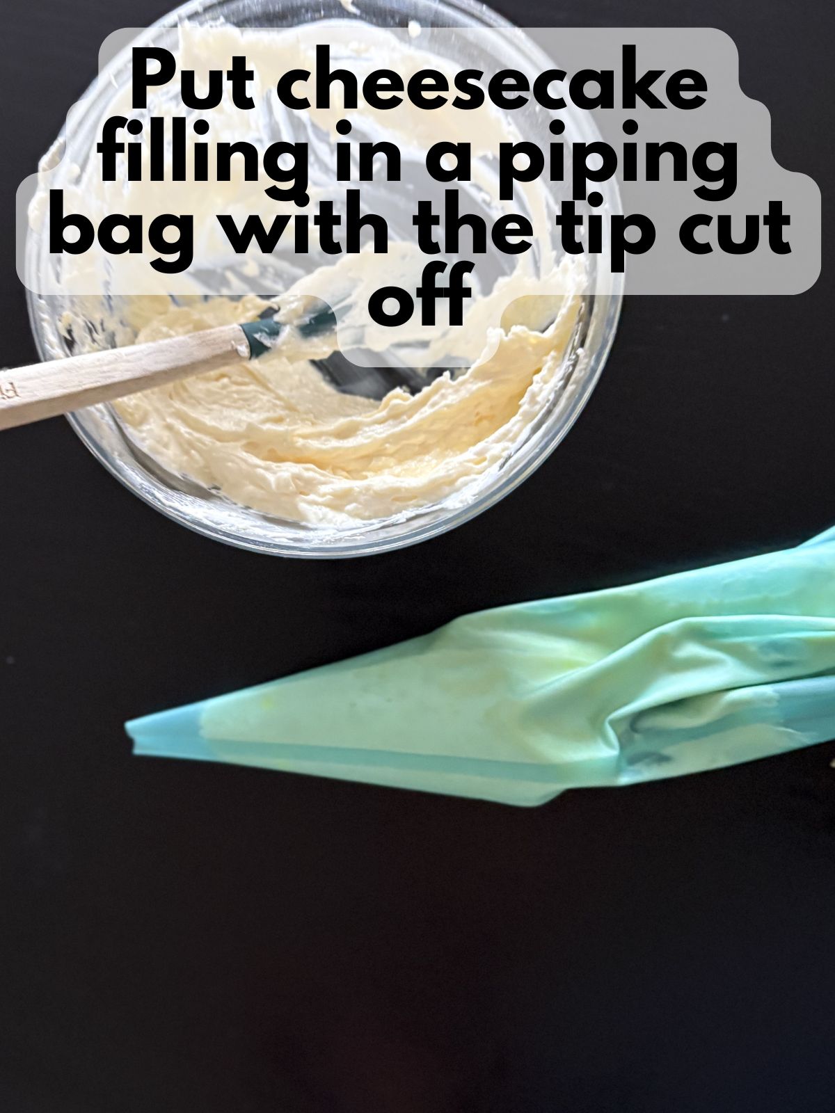 cheesecake filling in a piping bag