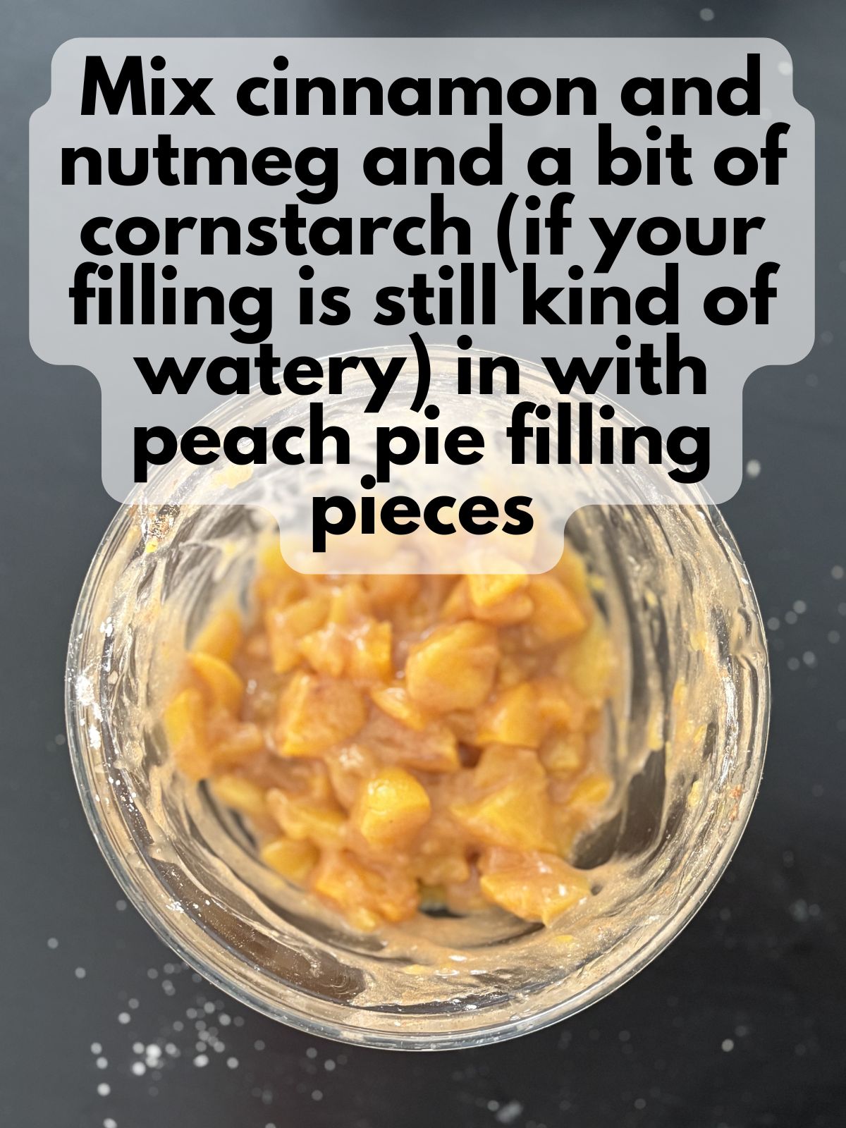 peach pie filling mixed with cinnamon and a pinch of nutmeg