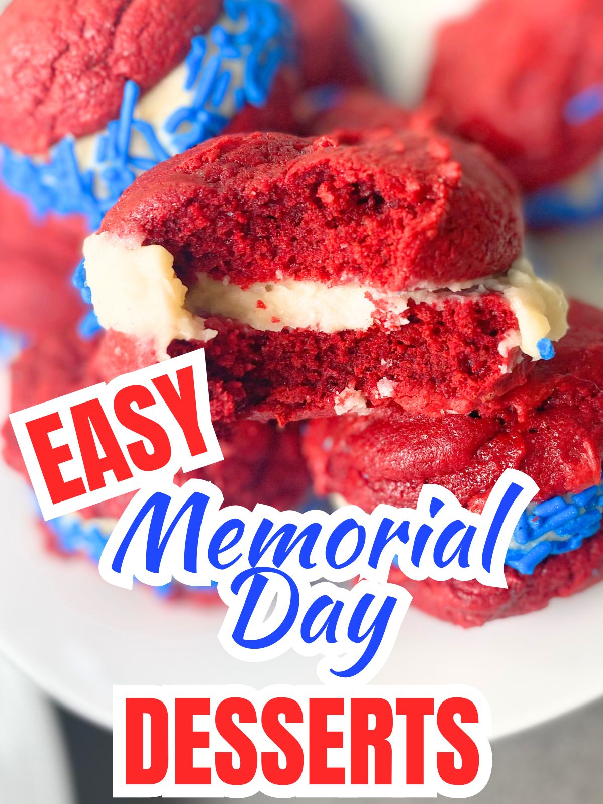 red, white and blue whoopie pies