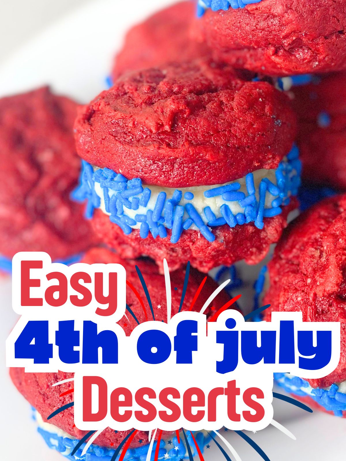 red, white and blue whoopie pies