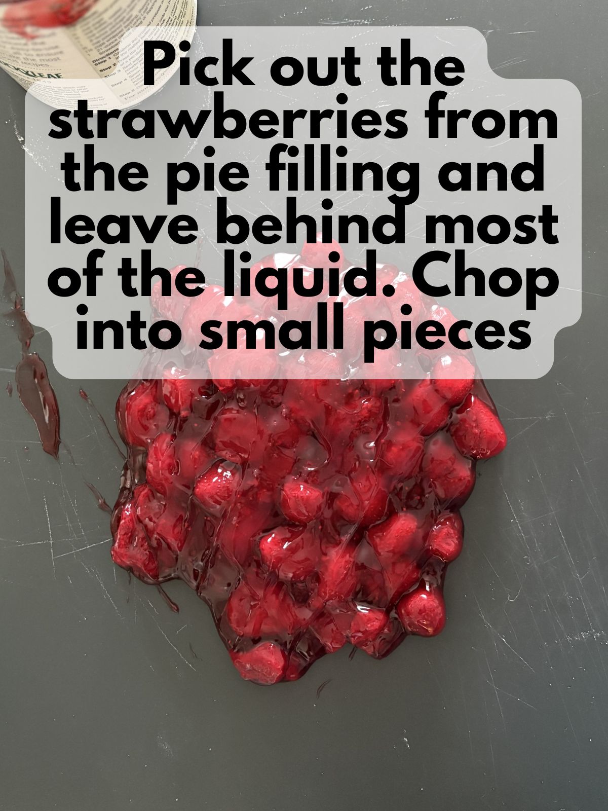 strawberries picked out of strawberry pie filling