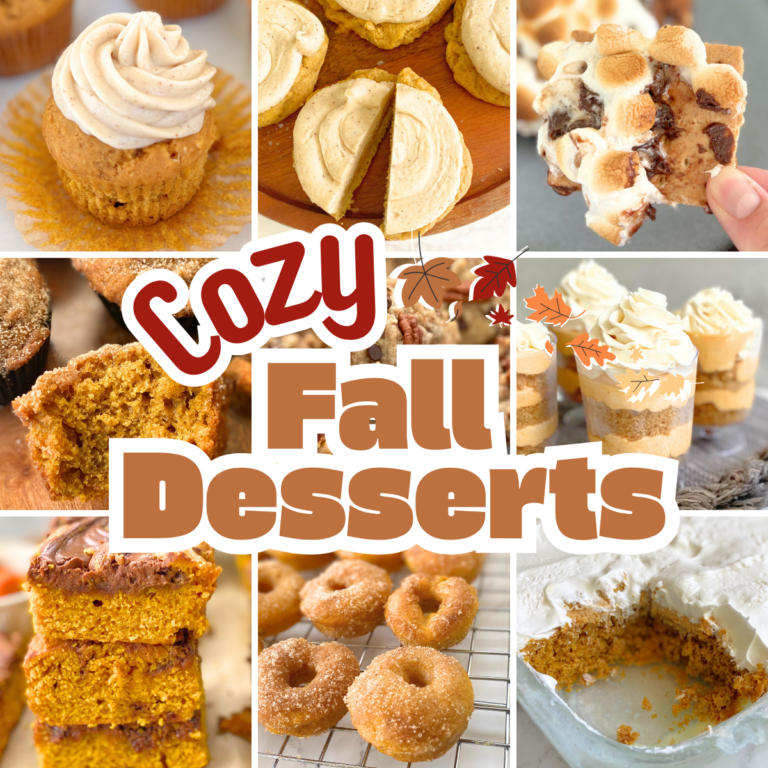These cozy fall desserts are full of pumpkin, apple, maple, cinnamon, caramel, and chocolate flavors. Find easy fall baking recipes, no-bake treats, and the best fall treats for parties, holidays, and cozy nights at home.