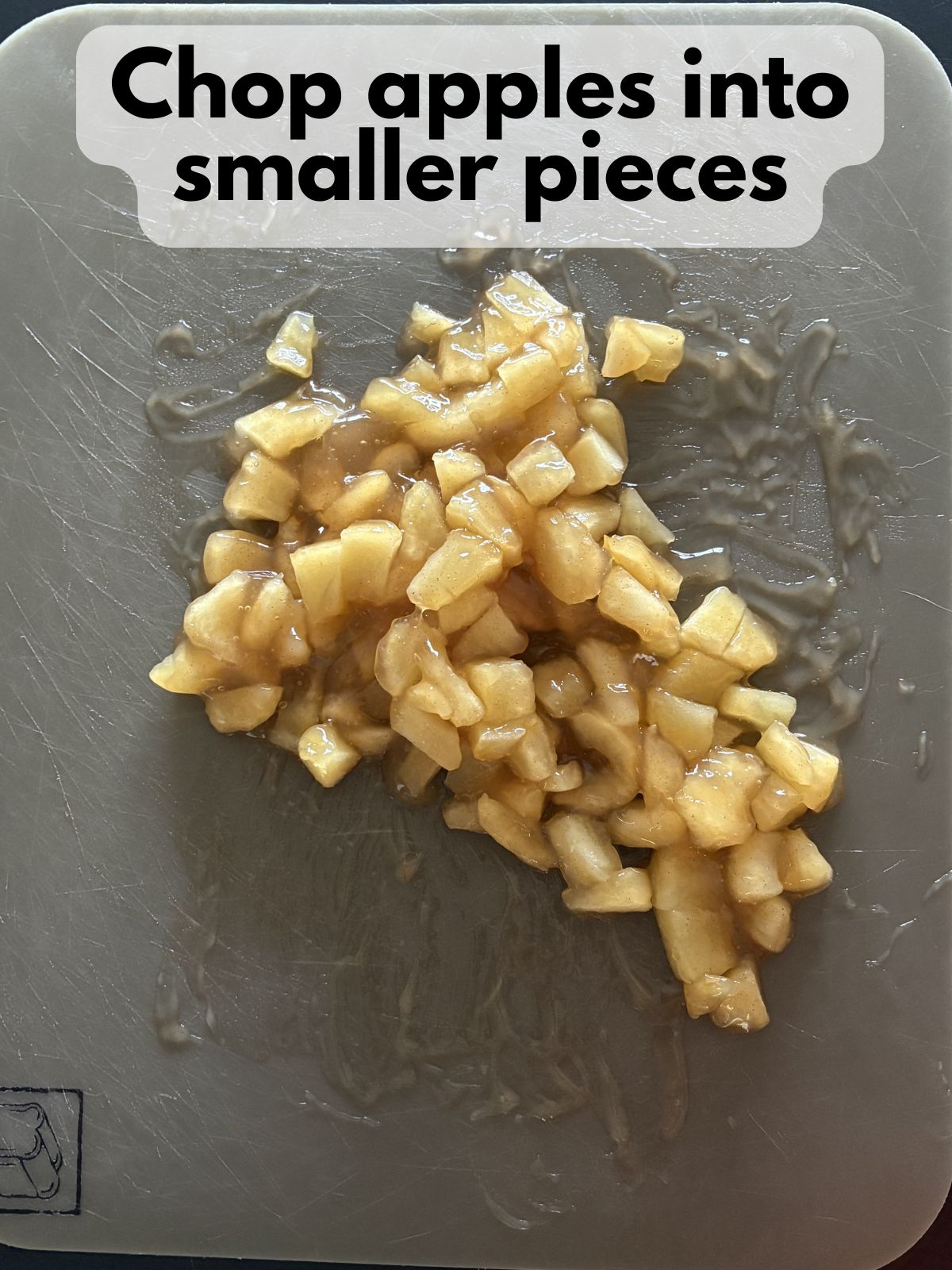 apple pie filling chopped into smaller pieces