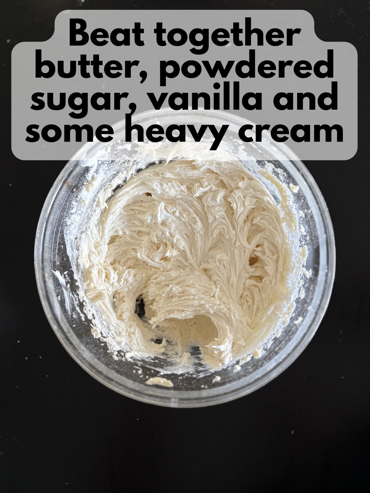 vanilla buttercream in a mixing bowl