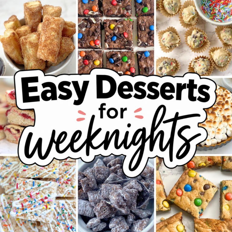 These easy weeknight desserts are perfect when you want something sweet fast, from brownies and cookie bars to no-bake treats, cobbler, and s’mores desserts.