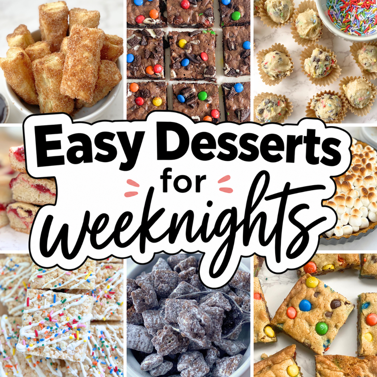 These easy weeknight desserts are perfect when you want something sweet fast, from brownies and cookie bars to no-bake treats, cobbler, and s’mores desserts.