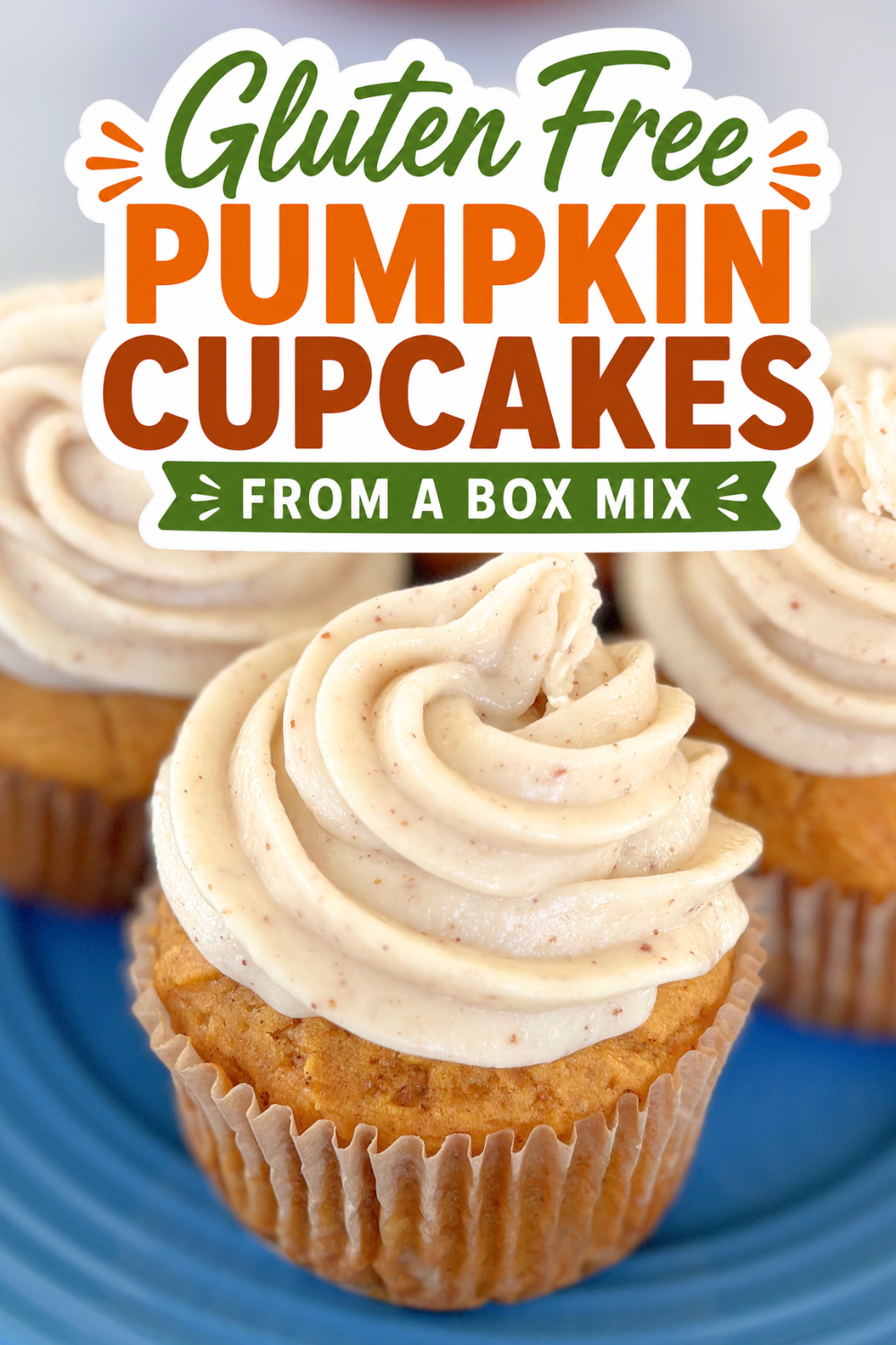 Easy gluten free pumpkin spice cupcakes made with yellow cake mix, pumpkin puree, warm spices, and rich brown butter maple frosting.